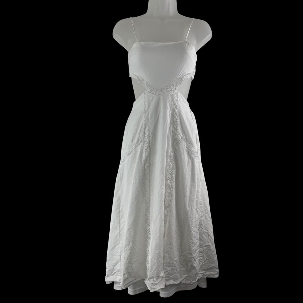 Altar'd State Cutout Lace Trim Midi Dress XXS White Boho Cottagecore Coastal